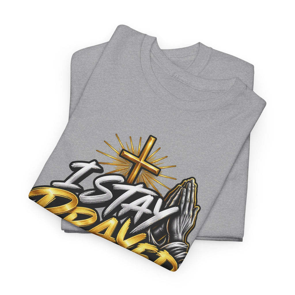 I Stay Prayed Up Tee — Christian Faith Prayer T-Shirt with Cross & Praying Hands