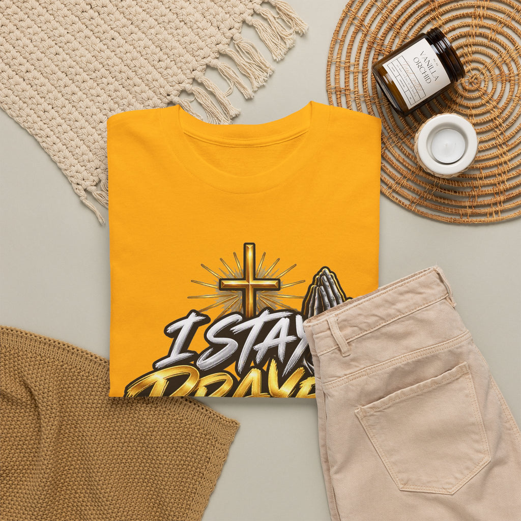 I Stay Prayed Up Tee — Christian Faith Prayer T-Shirt with Cross & Praying Hands