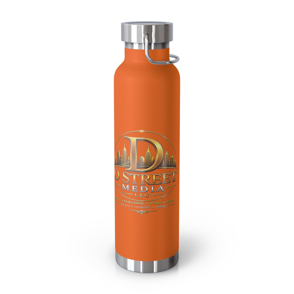 22oz Copper Vacuum Water Bottle — Gold 'Old Street Media LLC' Logo Insulated Flask