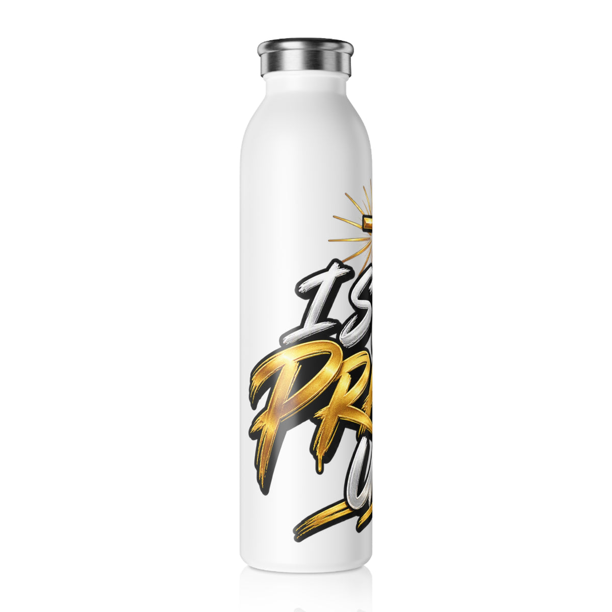 Stay Pray'd Up Slim Water Bottle — Inspirational Christian Cross Stainless Bottle