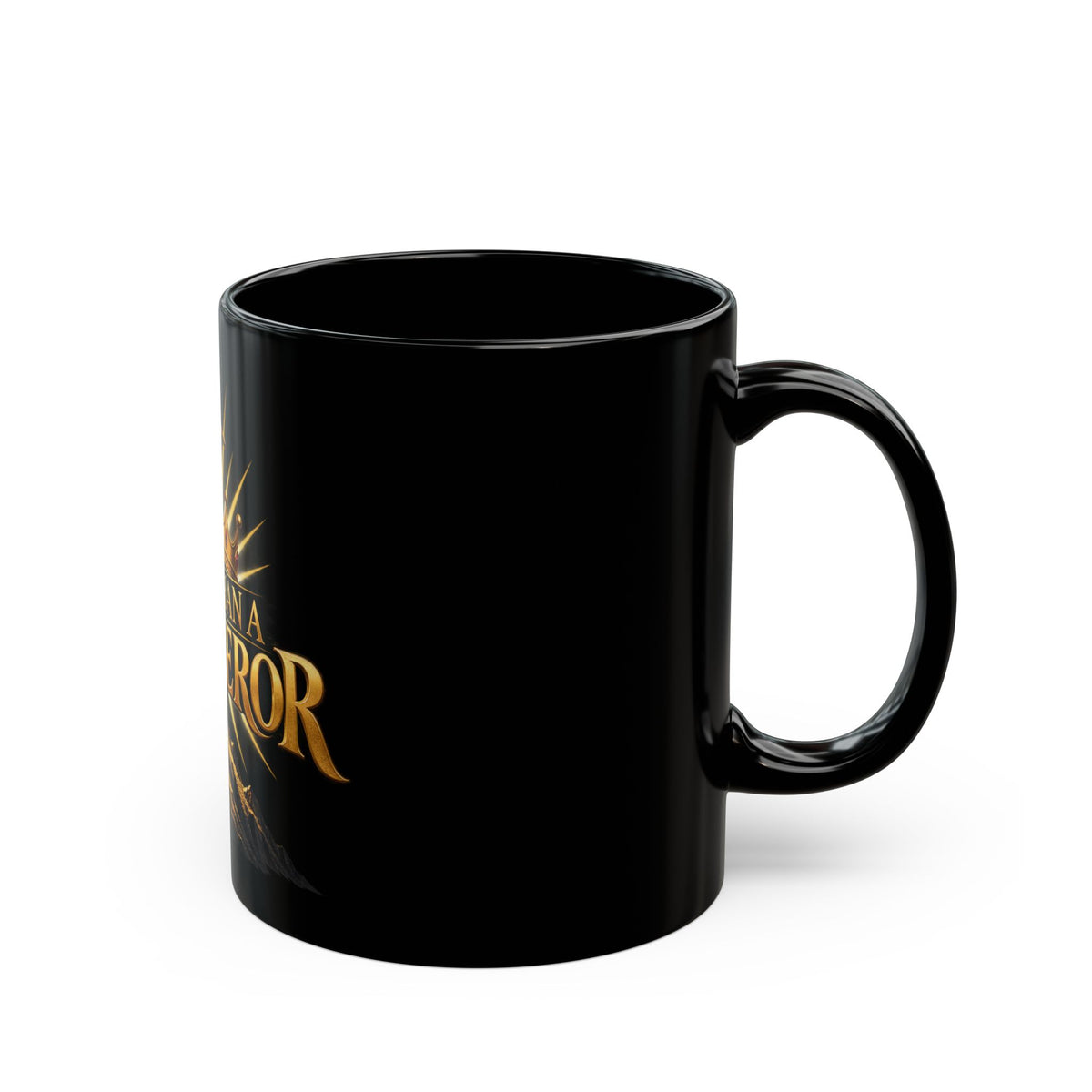 More Than a Conqueror Black Mug – Inspirational Crown & Sword Coffee Cup