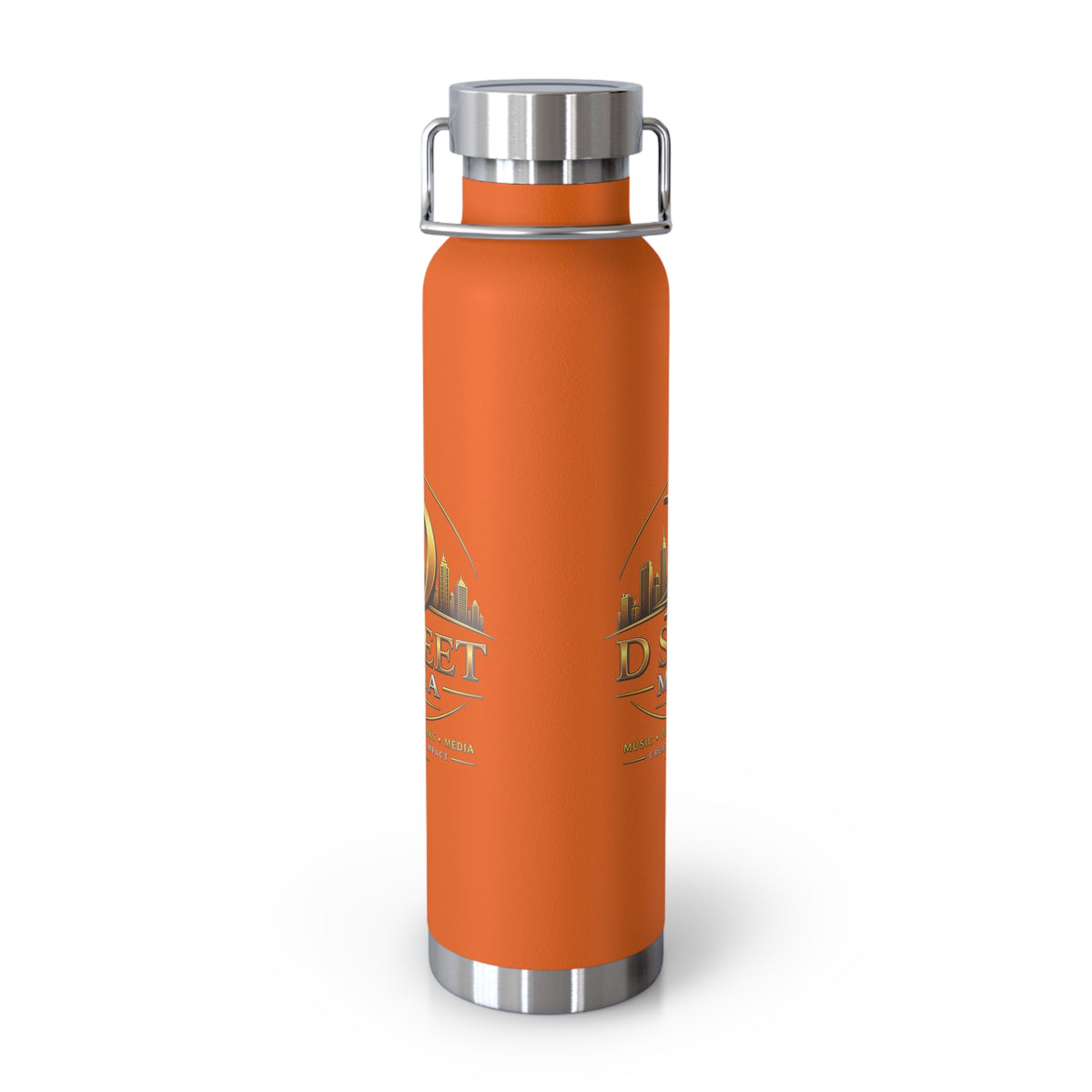 22oz Copper Vacuum Water Bottle — Gold 'Old Street Media LLC' Logo Insulated Flask