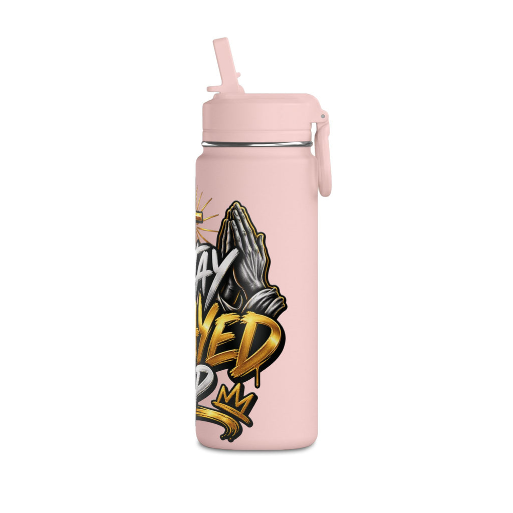 Pray Up 20oz Mini Water Bottle — Christian Cross Inspirational Sports Bottle (Pink)