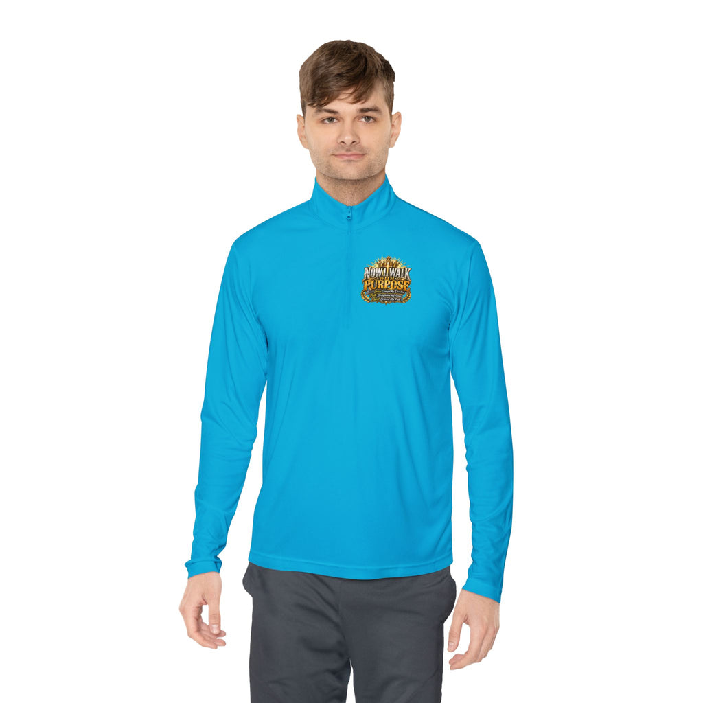 Quarter-Zip Pullover — "Now I Walk With Purpose" Motivational Graphic