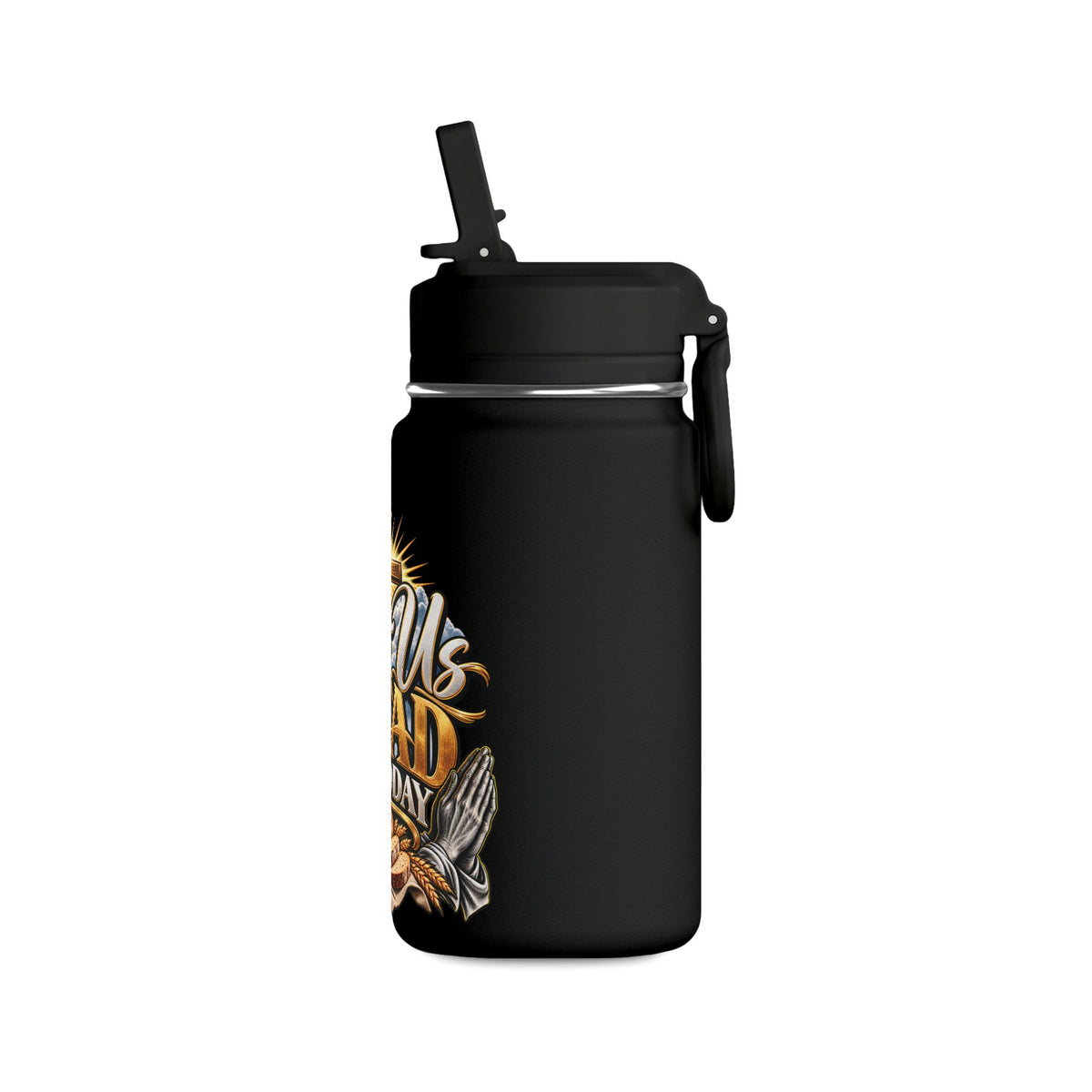 Mini Water Bottle — "Give Us Bread for Today" Christian Inspirational Bottle