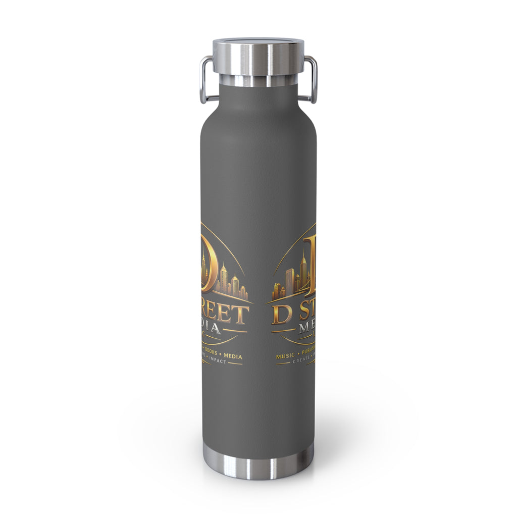 22oz Copper Vacuum Water Bottle — Gold 'Old Street Media LLC' Logo Insulated Flask