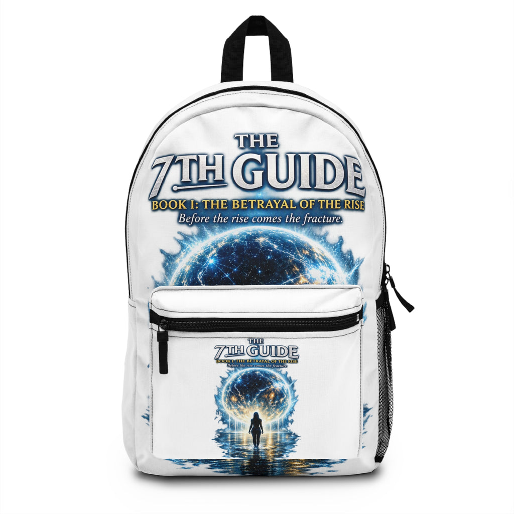 The 7th Guide Book I Backpack — Sci‑Fi Novel Cover Travel Backpack