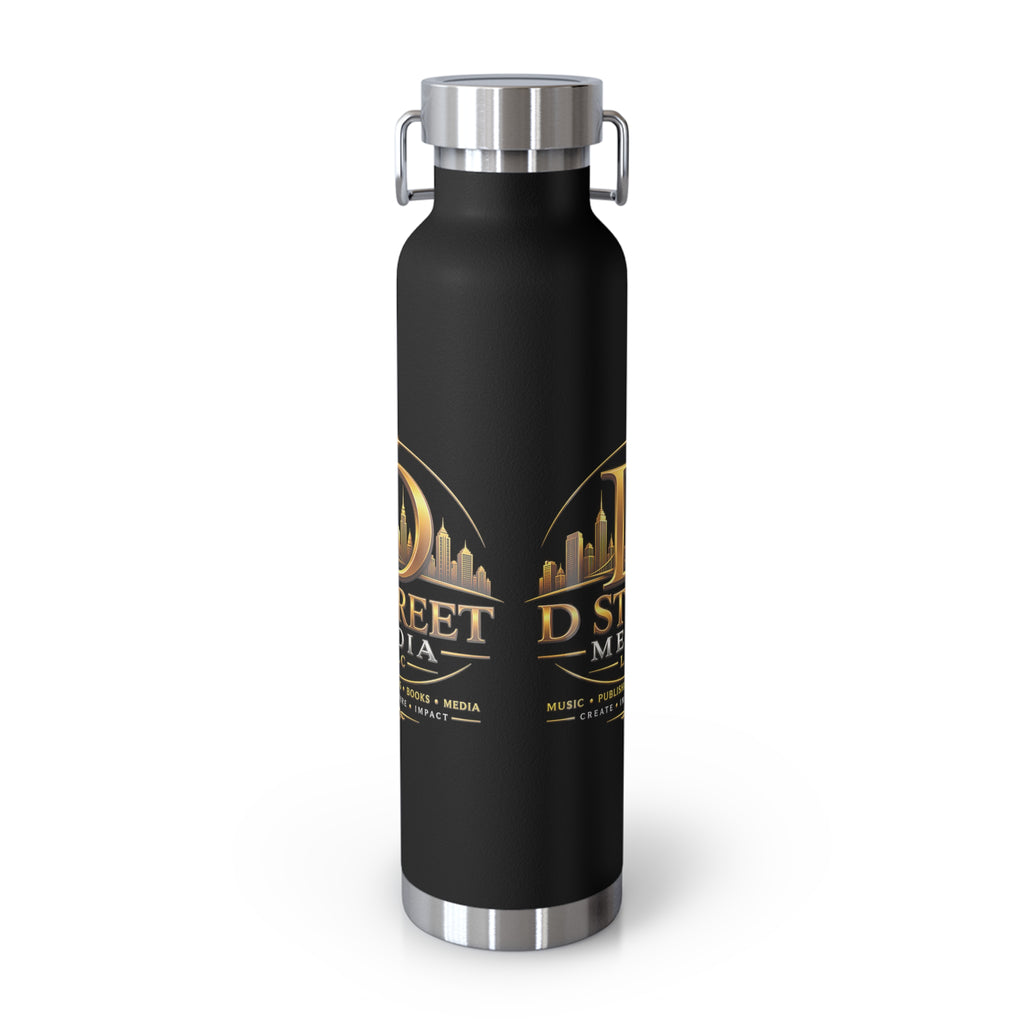 22oz Copper Vacuum Water Bottle — Gold 'Old Street Media LLC' Logo Insulated Flask