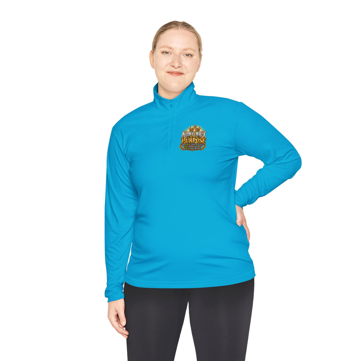 Quarter-Zip Pullover — "Now I Walk With Purpose" Motivational Graphic