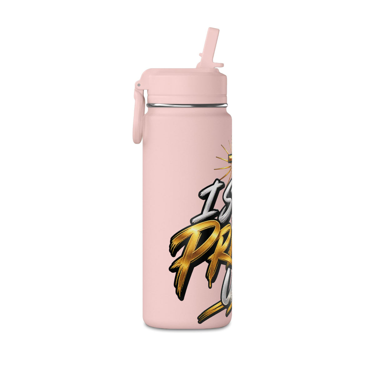 Pray Up 20oz Mini Water Bottle — Christian Cross Inspirational Sports Bottle (Pink)