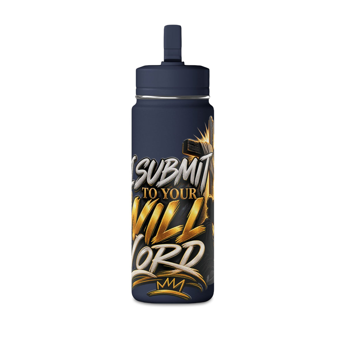 20oz Inspirational Water Bottle — “I Submit to Your Will Lord” Pink Stainless Bottle