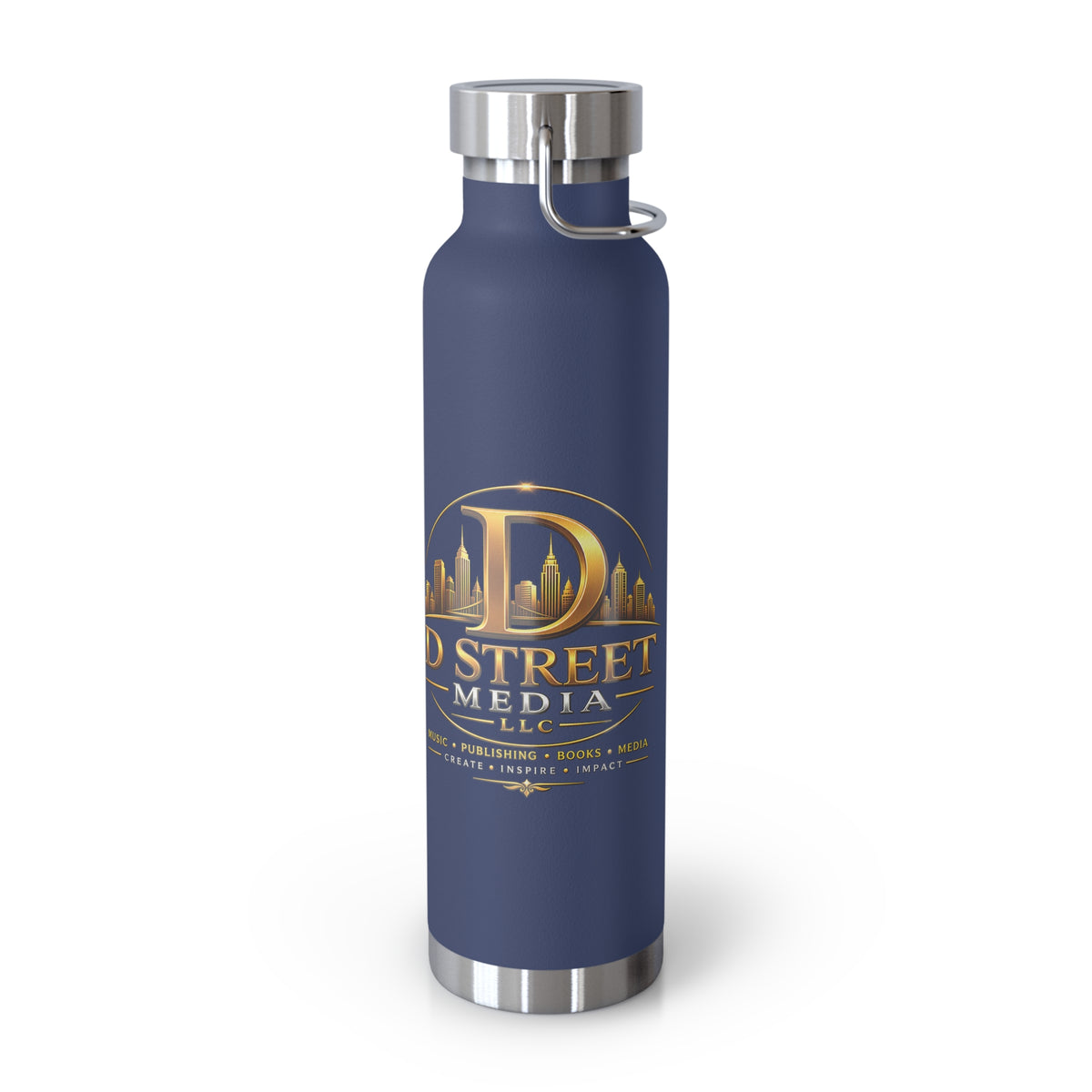 22oz Copper Vacuum Water Bottle — Gold 'Old Street Media LLC' Logo Insulated Flask