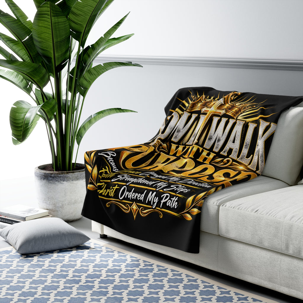 Sherpa Blanket — "Now I Walk With Purpose" Christian Inspirational Throw