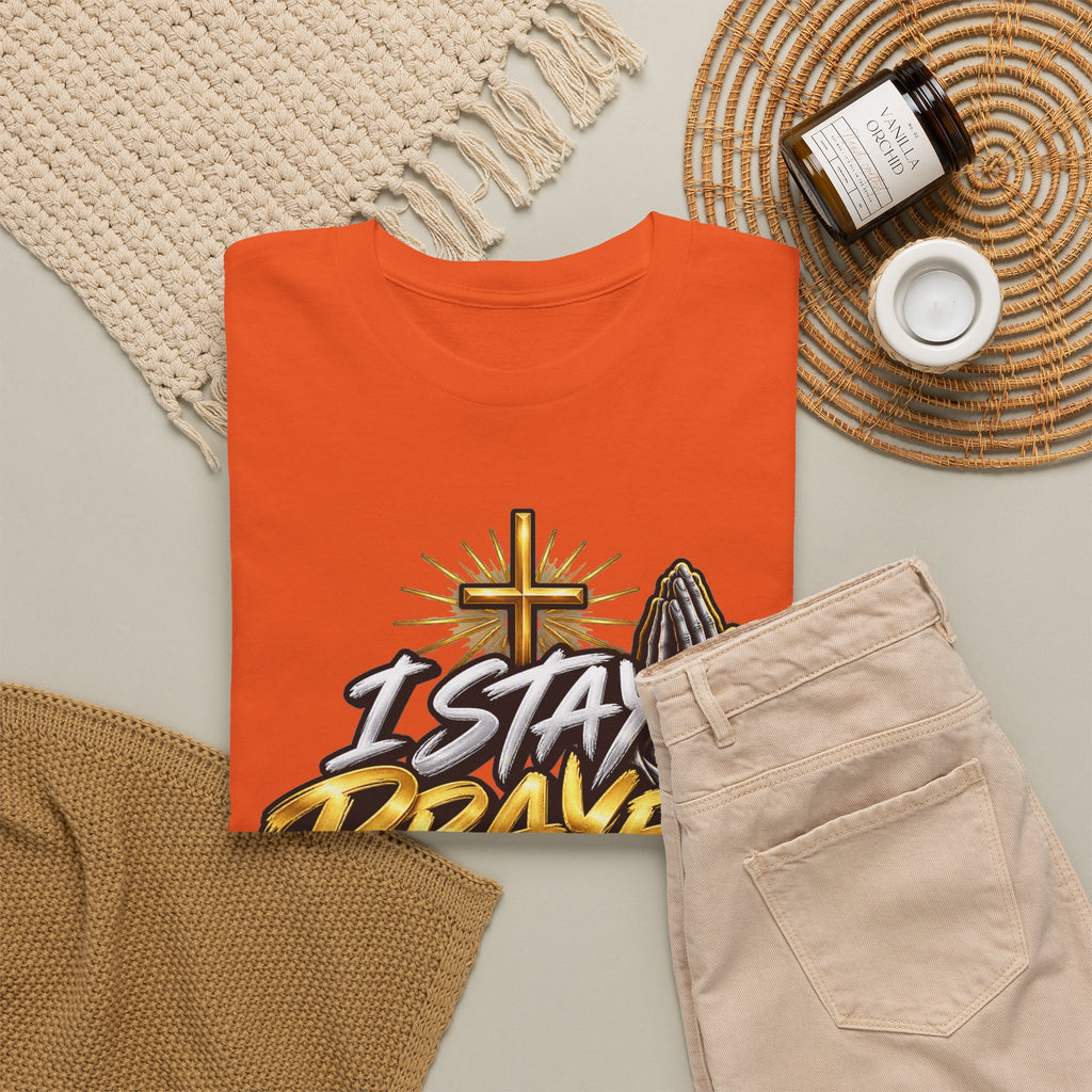 I Stay Prayed Up Tee — Christian Faith Prayer T-Shirt with Cross & Praying Hands