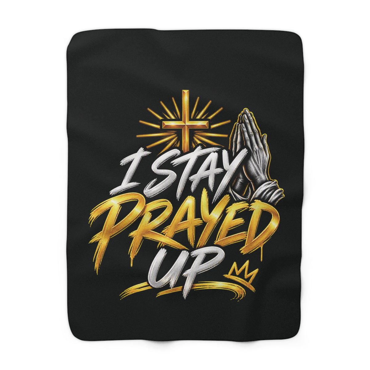 Prayed Up Sherpa Blanket — Christian Cross & Praying Hands Fleece