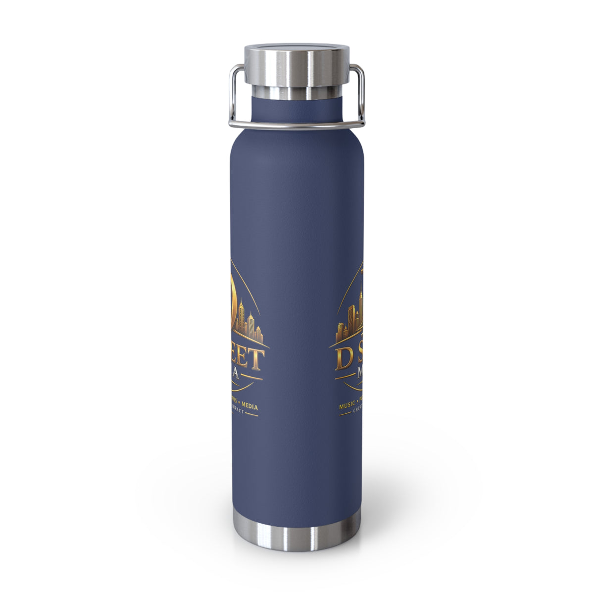 22oz Copper Vacuum Water Bottle — Gold 'Old Street Media LLC' Logo Insulated Flask