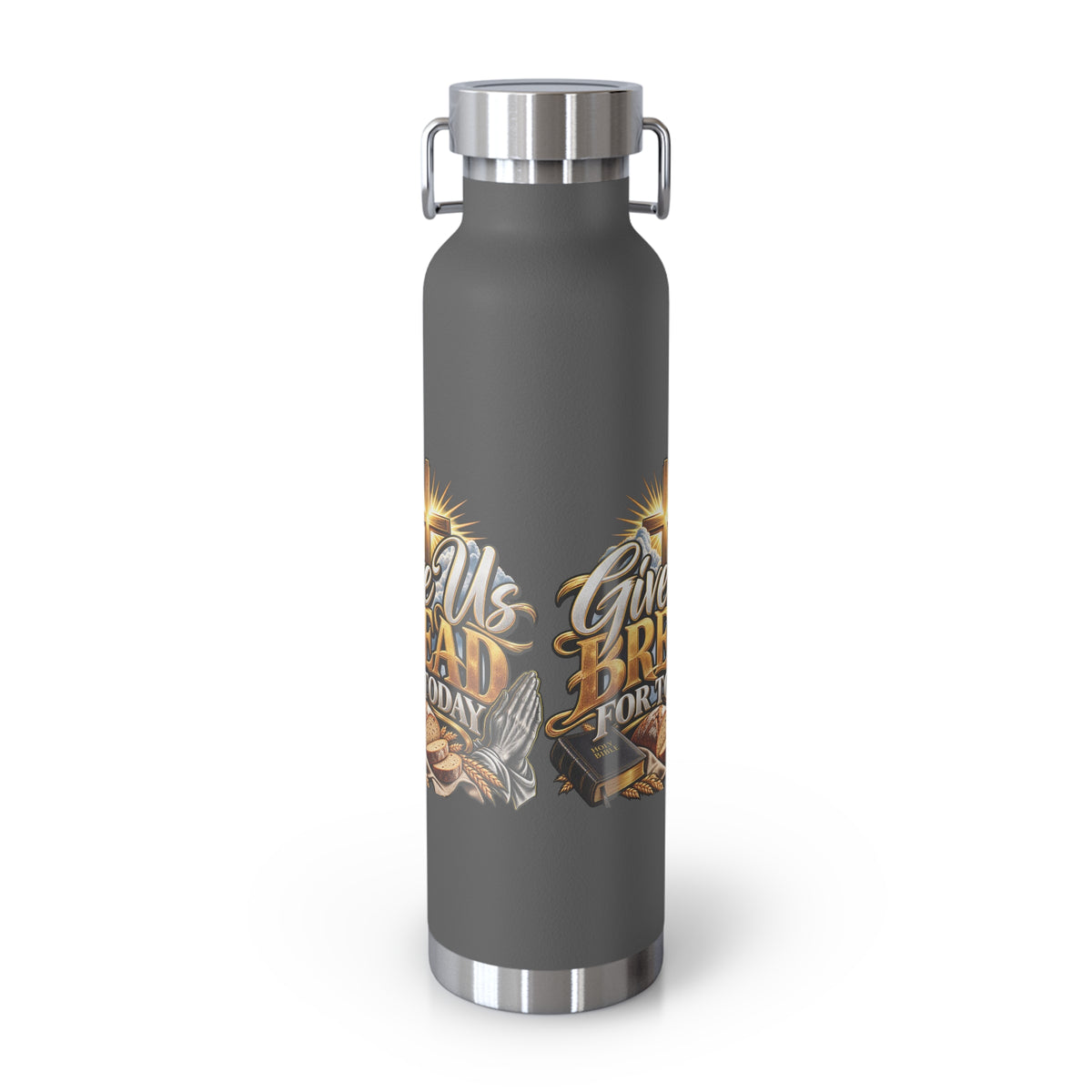22oz Insulated Bottle — 'Give Us Bread for Today' Religious Prayer Design