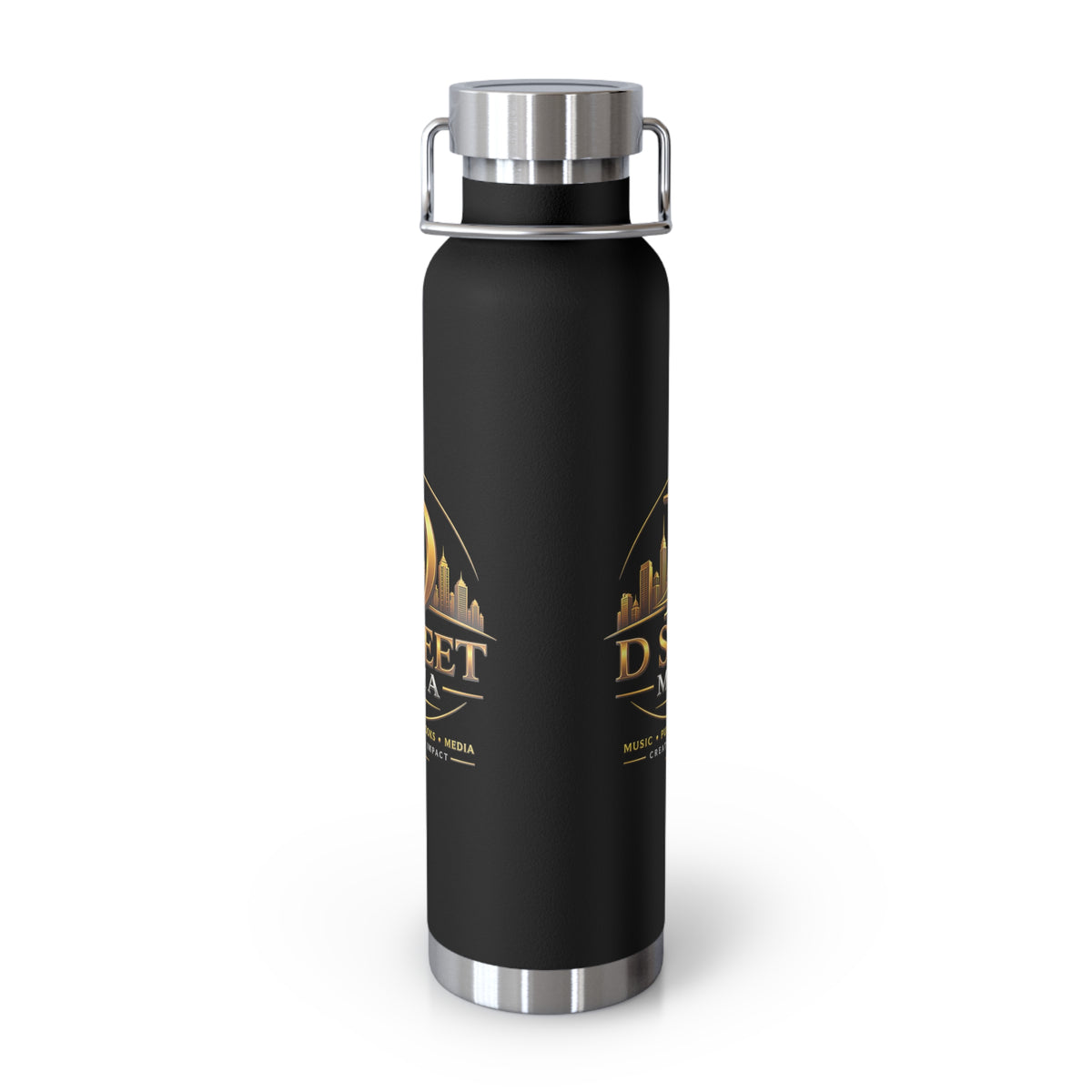 22oz Copper Vacuum Water Bottle — Gold 'Old Street Media LLC' Logo Insulated Flask