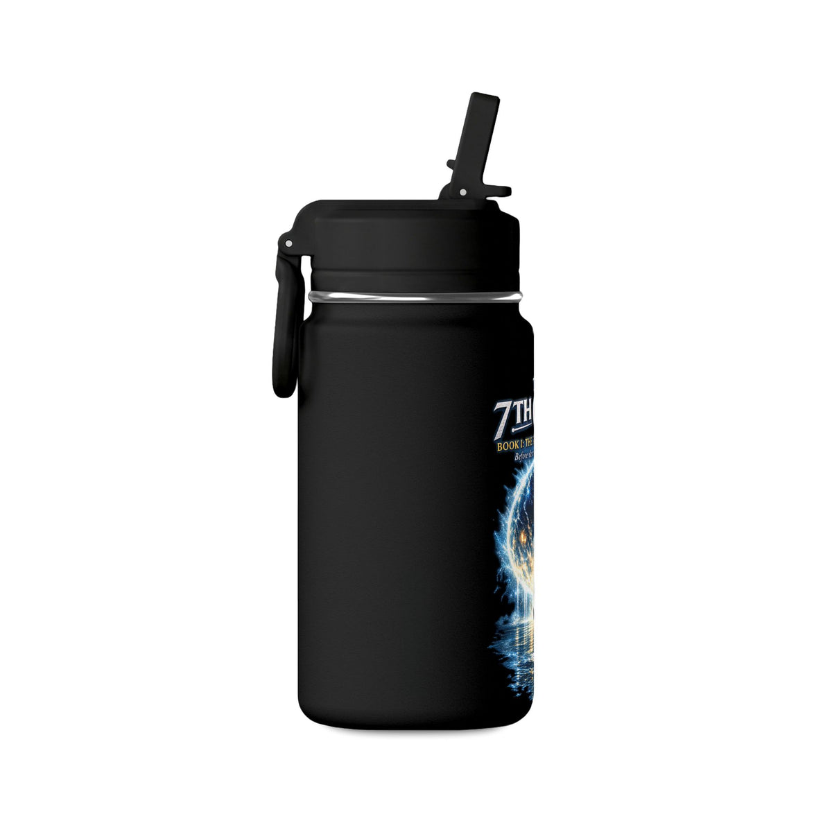 Mini Water Bottle — The 7th Guide Book Cover Design, 14oz Travel Water Bottle