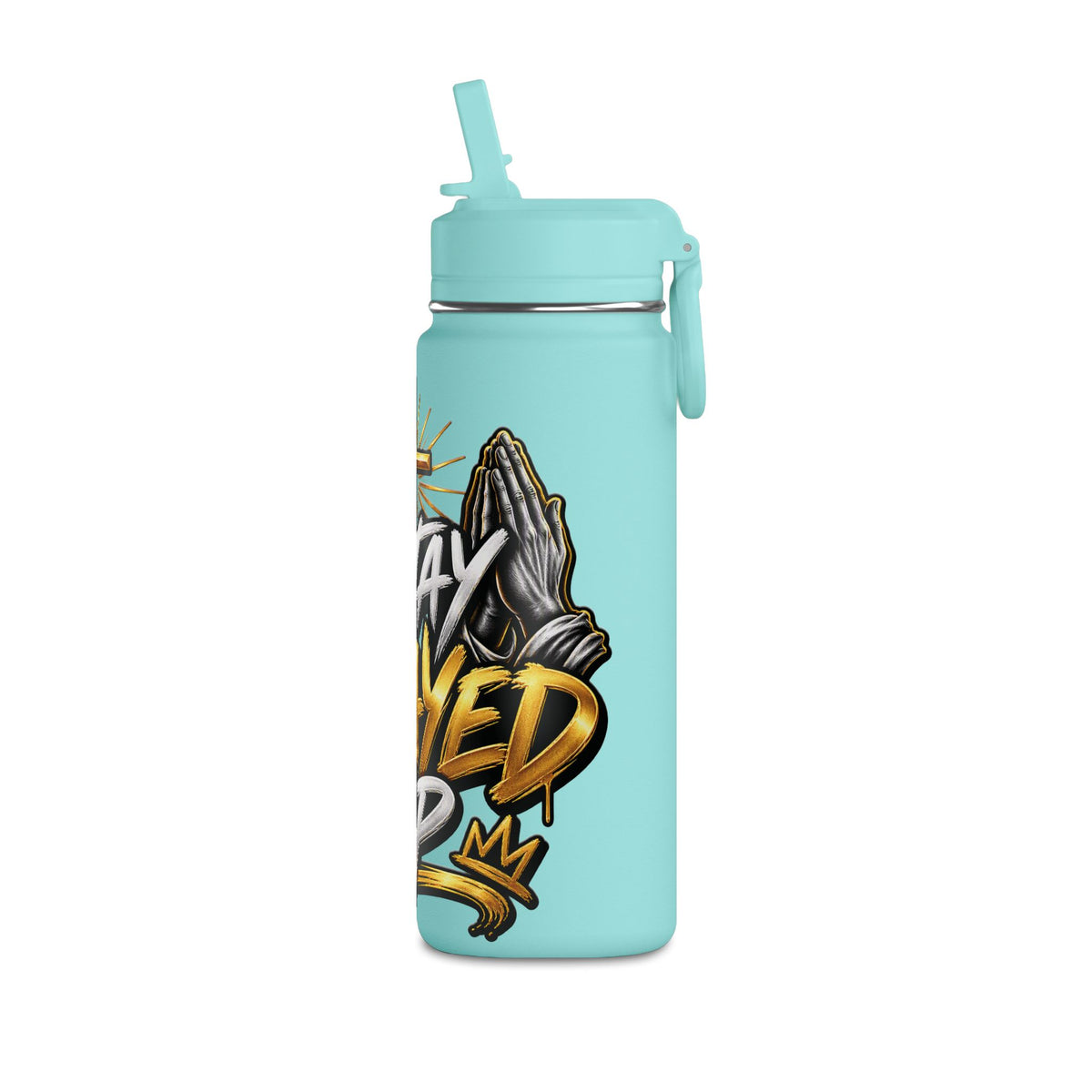 Pray Up 20oz Mini Water Bottle — Christian Cross Inspirational Sports Bottle (Pink)